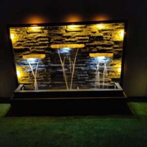 Modern Wall Water Feature with Cladding and Lights