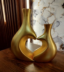 Eternal Embrace Matte Golden Vase Set